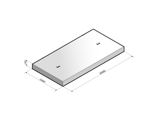 Industrieplaat 200x100x14 cm zonder hoekrand dubbel gewapend aslast 20 ton