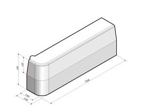 Inritperronband TB 13/15x25 lengte 75 cm links
