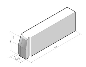 Inritperronband TB 13/15x25 lengte 75 cm rechts