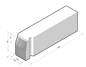 Inritperronband TB 18/20x25 lengte 80 cm rechts
