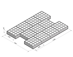 Vakkentegel 30x30x8 cm machinaal